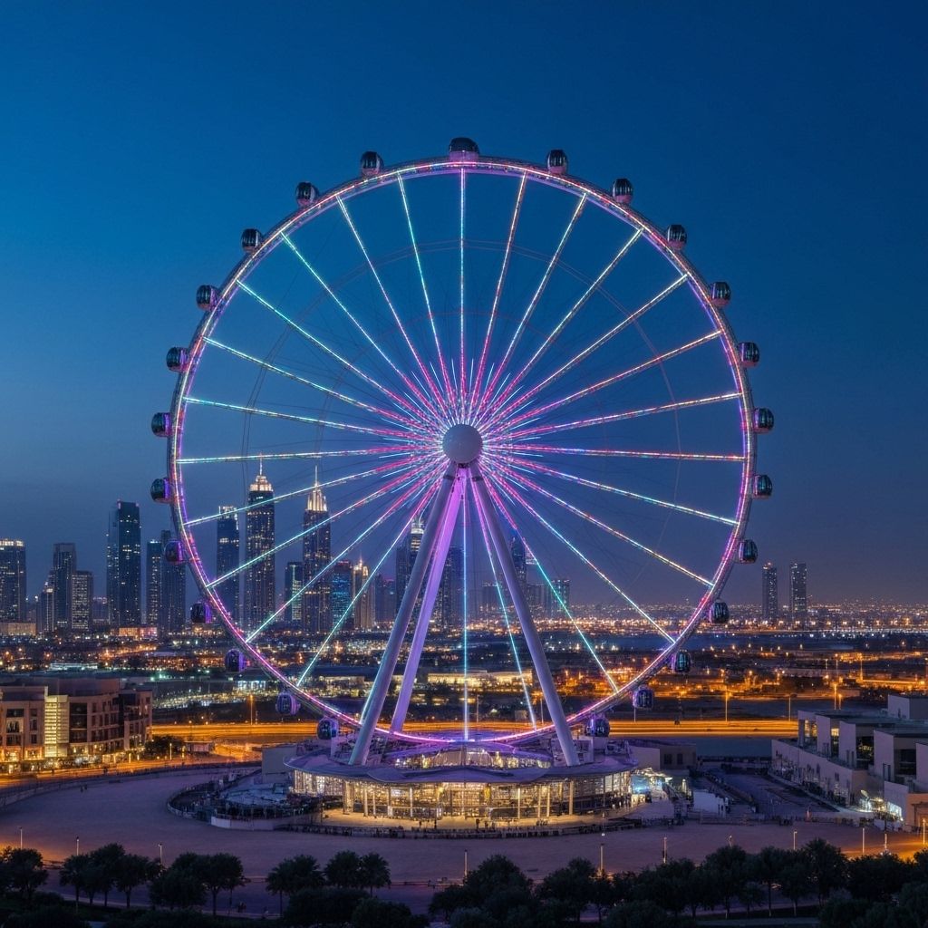 AIN Dubai ночью с огнями города